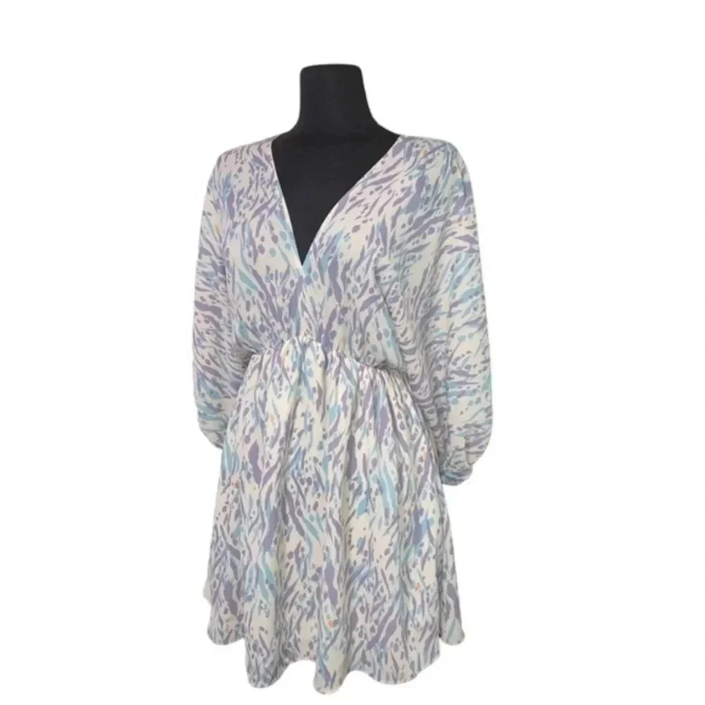 Tyche Casual Mini Dress Plunge 3/4 Sleeves